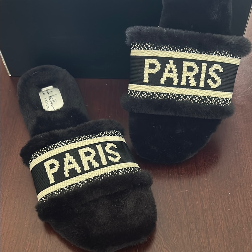 Nicole by Nicole Miller Black and White Fur Loafers
